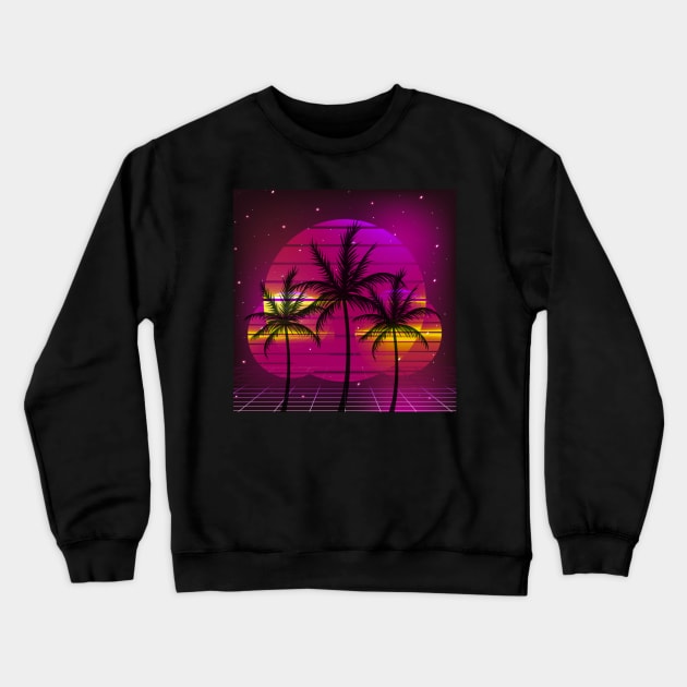 80s retro sunset Crewneck Sweatshirt by ChasingTees